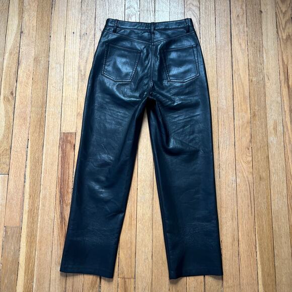 Wilfred The Melina‎ Pant Vegan Faux Leather Black High Rise Straight Leg Size 4 - Picture 4 of 14